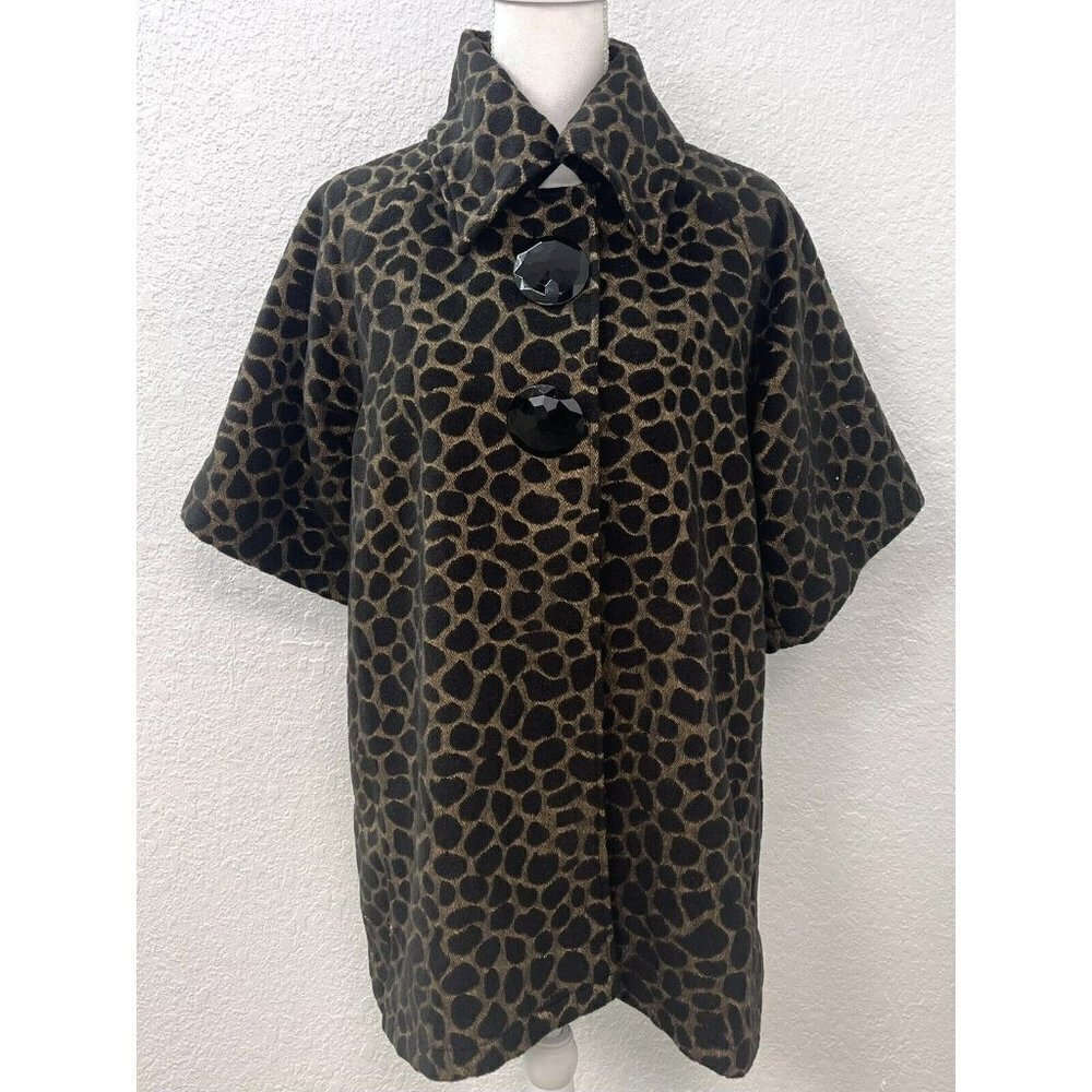 LUII Anthropologie Womens SMALL Animal Giraffe Mod S/S Swing COAT Jacket EUC